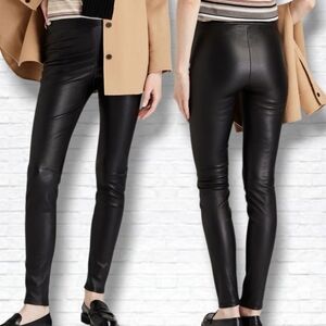 Theory Thaniel Bristol Black Lamb Leather Slim Leg Pants Size 4